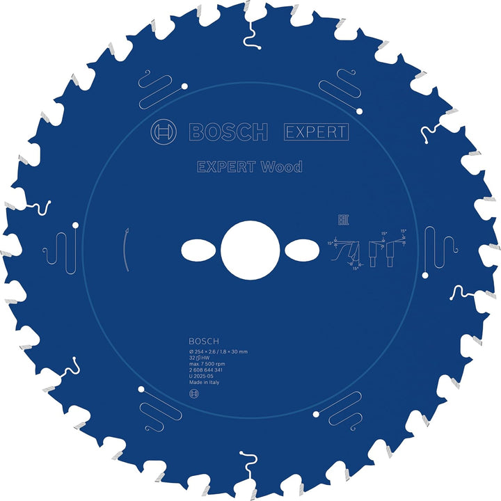 Bosch Professional 1x Kreissägeblatt Expert for Wood (Holz, Sägeblatt Ø 254 x 30 x 2,6 mm, Zähne 32,