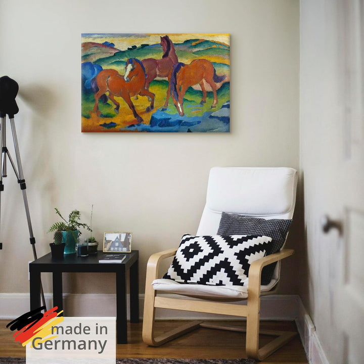 ARTland Leinwandbilder Wandbild Bild auf Leinwand 120x80 cm Wanddeko Landschaften Weide Tiere Die ro