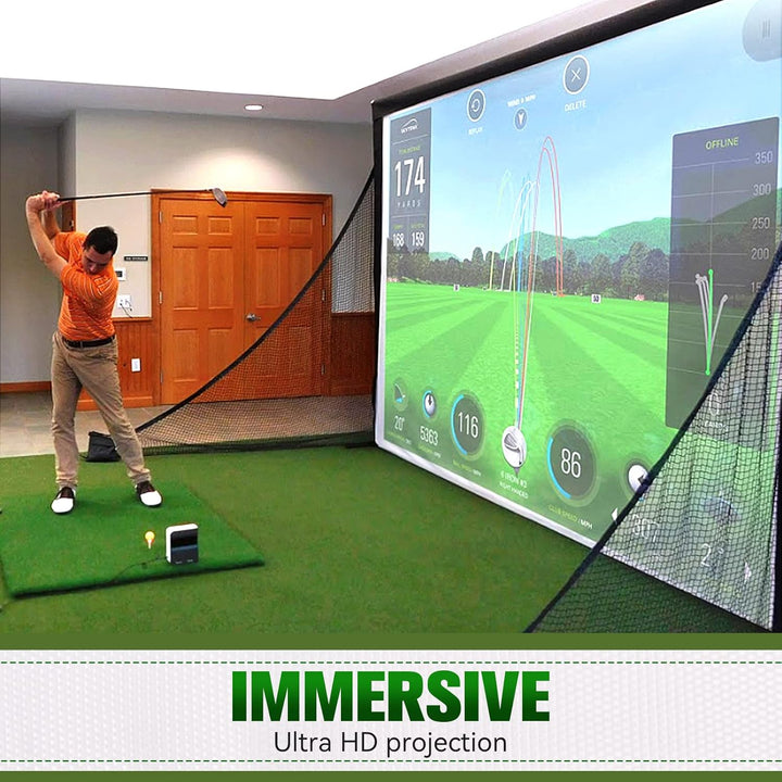 aikeec Golfsimulator-Schlagbildschirm: Golf-Schlagnetz mit 32 Ösen für Heimprojektorübungen 9.8 ft x