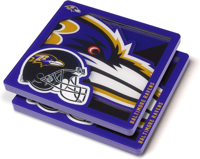 YouTheFan Logo-Serie Baltimore Ravens Untersetzer aus der 3D, Team-Farben, 4" x 4" 1 Baltimore Raven