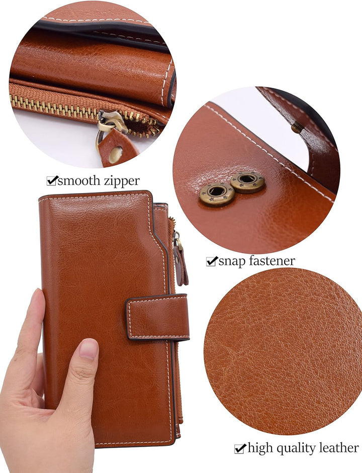 TeeYee Damen Mädchen Lange LederGeldbörse Faltmappe Lederhandtasche Grosse Kapazitäts Geldbeutel mit