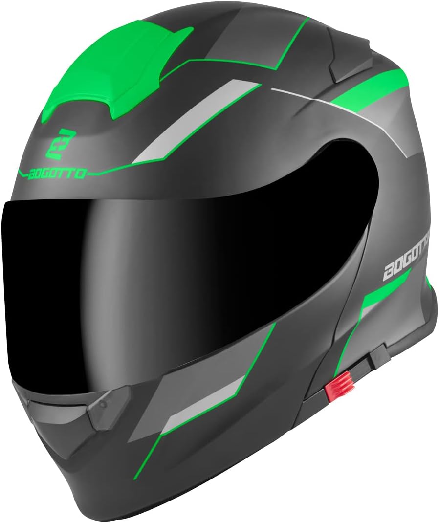 Bogotto V271 Delta Klapphelm schwarz/grün XS, schwarz/grün XS