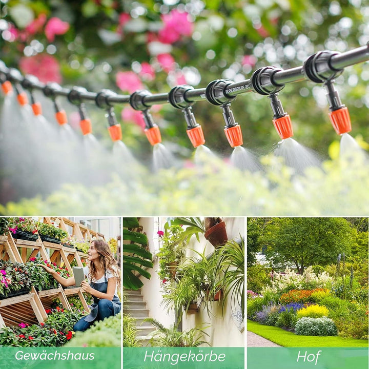 ANJUN 50m Garten BewässerungsSystem, 200 Pcs Garten Bewässerung Kit, Automatik Tröpfchenbewässerung