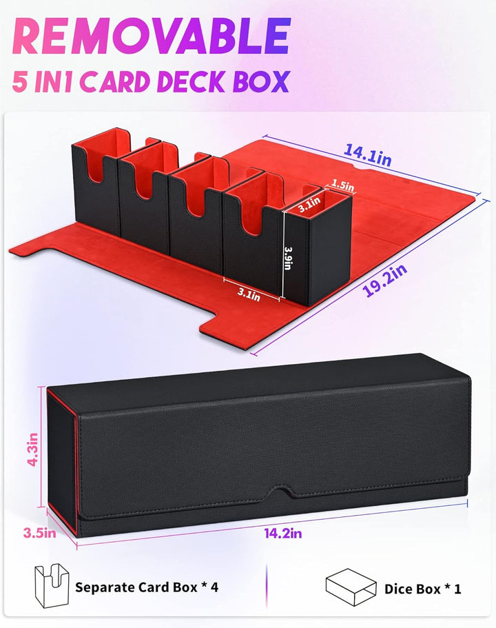 UAONO Sammelkarten Box mit Würfelablage für MTG YuGiOh, 5-in-1-Deckboxen für 900+ Karten, Kartenbox