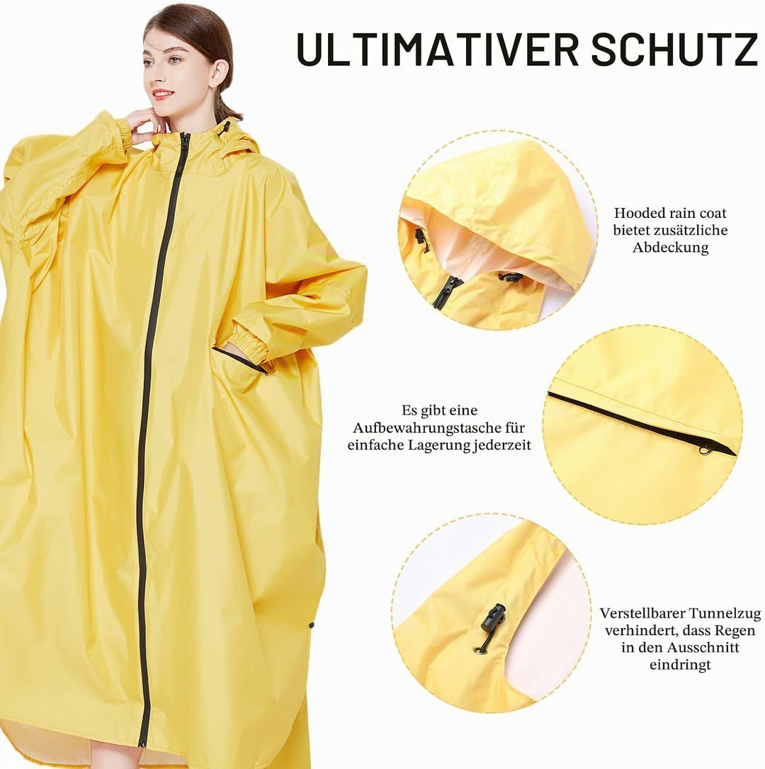 Ynport Crefreak Damen Lange Wasserdichte Regenmäntel Leichter Regenponcho Packbare Outdoor-Regenbekl