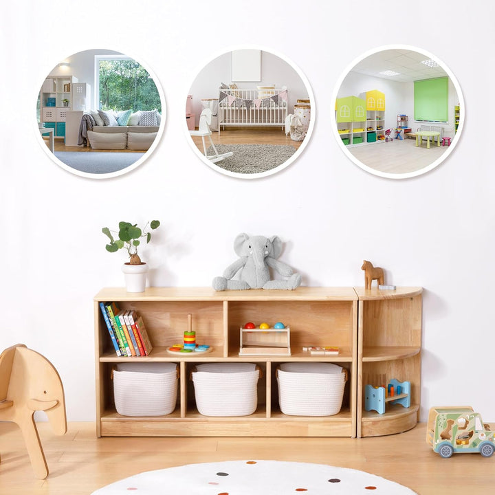 OOOK Gummiholz Kinderregal Spielzeugschrank, Bücherregal Spielzeugregal mit 2 Ebenen, Eckregal Stehe