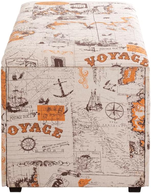 HAKU Möbel Sitztruhe, MDF, Motiv, B 65 x T 40 x H 42 cm Voyage 65 x 40 x H 42 cm Motiv, Voyage 65 x