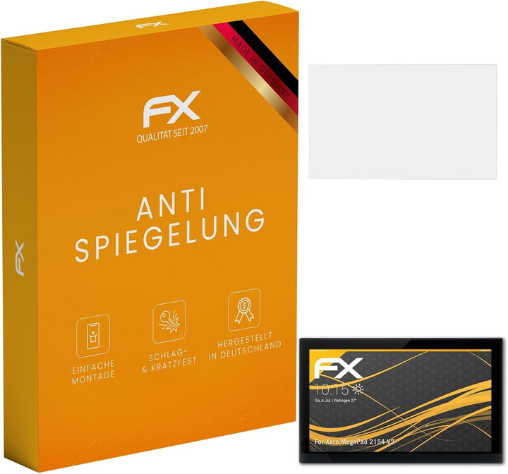 atFoliX Panzerfolie kompatibel mit Xoro MegaPad 2154 V2 Schutzfolie, entspiegelnde und stossdämpfend