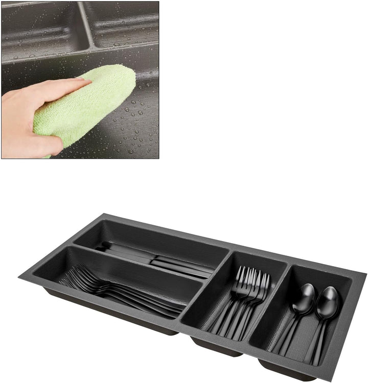 ORGA-BOX 3 Besteckeinsatz Tiefe: 473 x Breite: 191 mm anthrazit mit Canvas Struktur für 30er Schubla