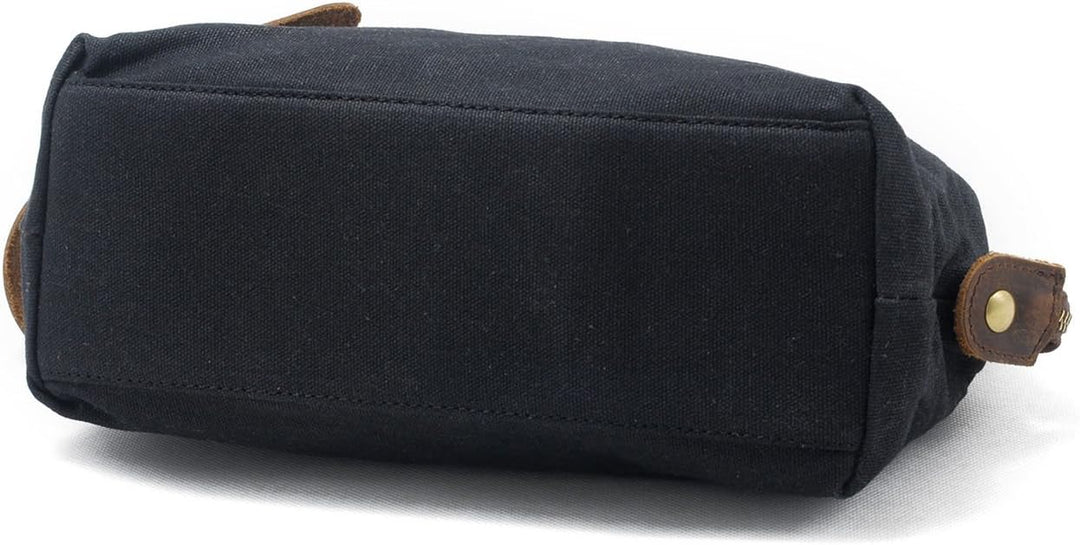 Neuleben Kulturtasche Wasserdicht Vintage Canvas Leder Damen Herren Kosmetiktasche Kulturbeutel für