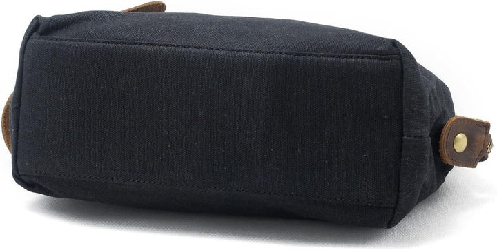 Neuleben Kulturtasche Wasserdicht Vintage Canvas Leder Damen Herren Kosmetiktasche Kulturbeutel für