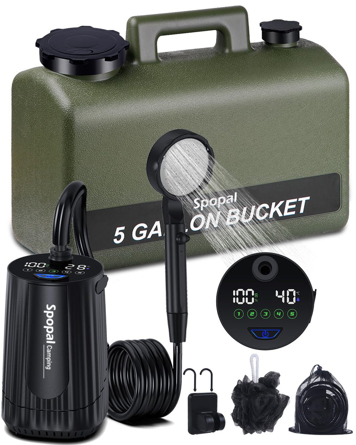 Spopal Camping Dusche, [10000mAh] Campingdusche Tragbare mit 20L Wasserkanister, Camping Dusche Akku