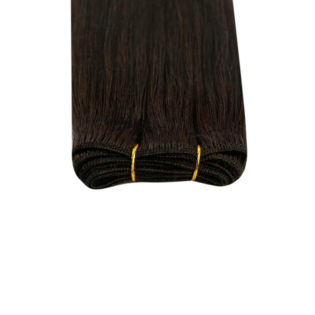 Ugeat Braun Extensions Echthaar Tressen Remy Haartressen Echthaar Zum Einnähen Dunkel Braun Echthaar