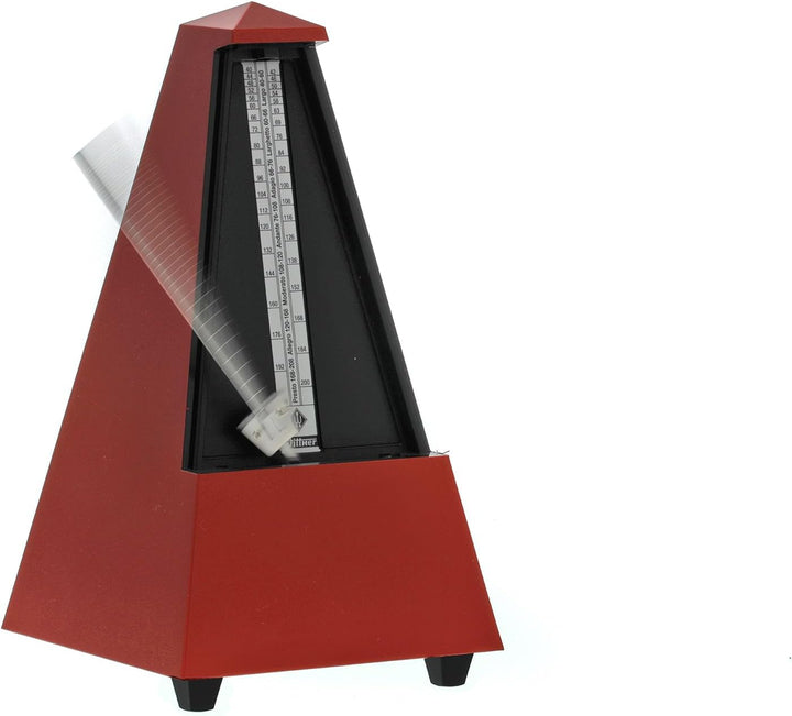 Wittner 903558 Taktell Pyramidenform Metronom Kunststoffgehäuse mit Glocke dunkelrot-matt