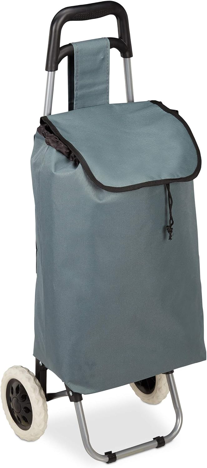 Relaxdays Einkaufstrolley klappbar, Abnehmbare Tasche 28 L, Einkaufswagen mit Rollen HxBxT: 92,5 x 4