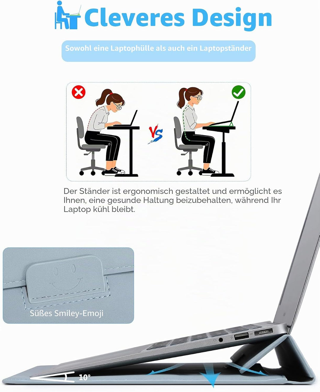 HYZUO 13,3-14 Zoll Laptop Hülle Laptophülle mit Standfunktion für MacBook Pro 14 M4/M3/M2/M1 Pro/Max