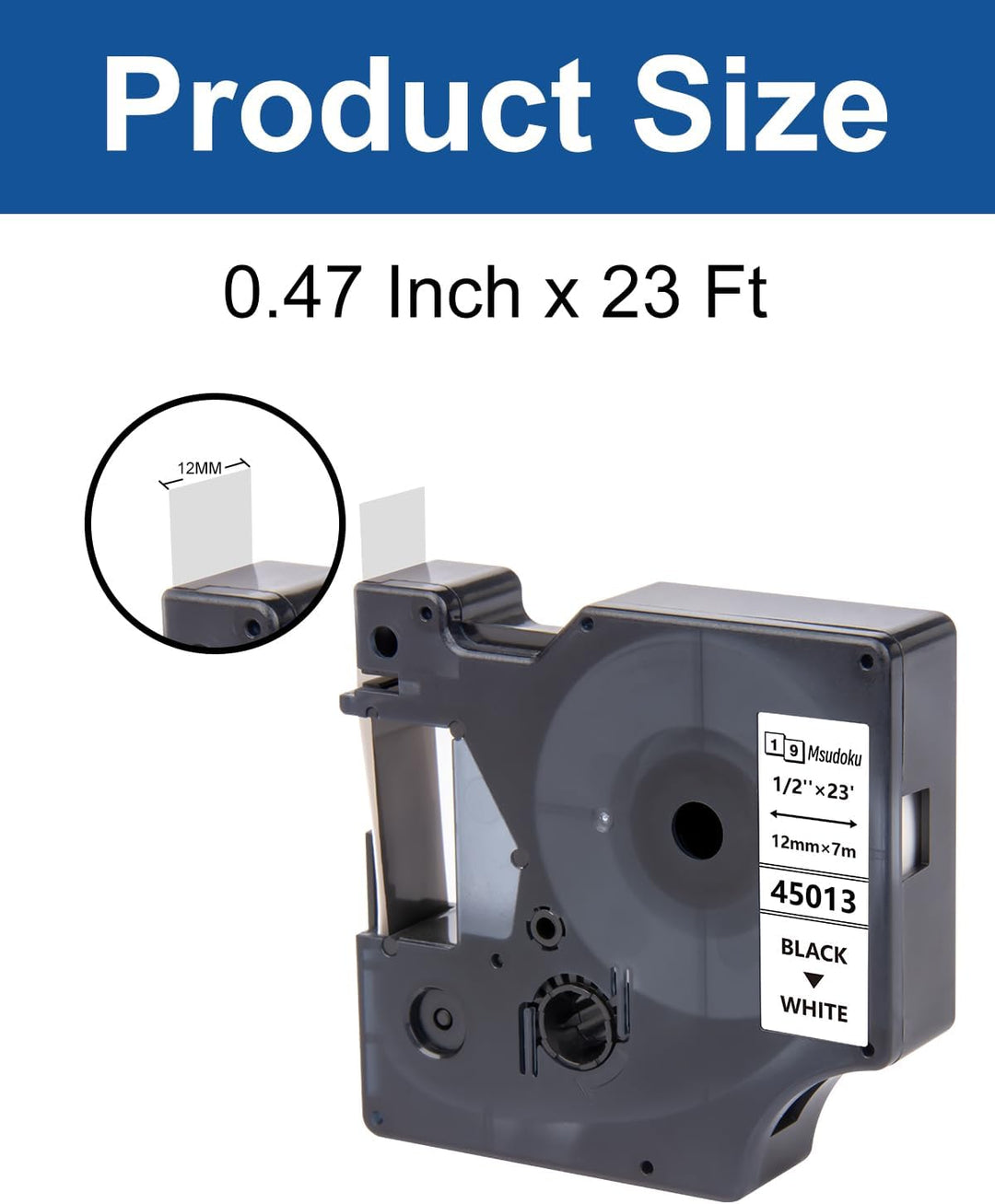 6x Msudoku 45013 s0720530 Kompatibel mit Dymo D1 12mm x 7m Etikettenband 45013 a45013 Schwarz auf We