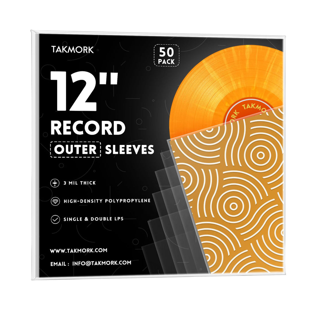 TAKMORK 12“ Schallplattenhüllen Vinyl Aussenhüllen - Vinylhüllen für Schallplatten | Kristallklare V