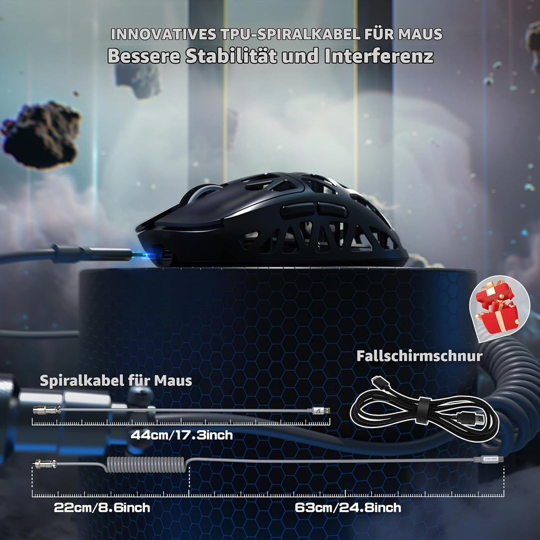 ATTACK SHARK R2PRO 45g Superlight Magnesiumlegierung Maus, PixArt PAW3950-Sensor, 42000 DPI, 8000Hz