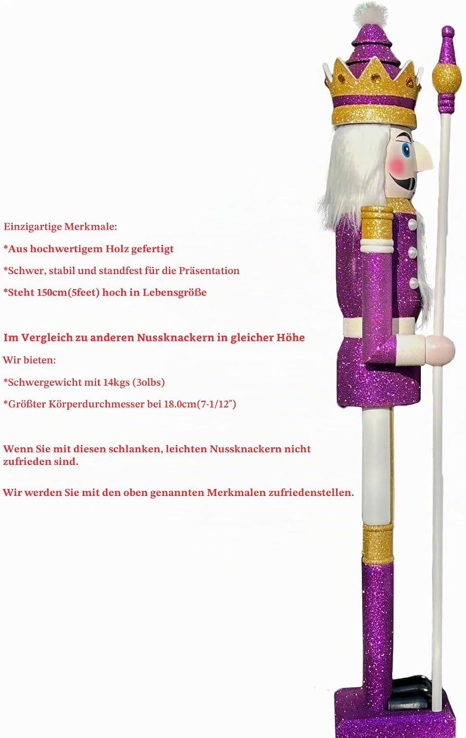 CDL 150cm Riesen Nussknacker Figur König Ornament/Puppe/Figuren/Events/Ladenfenster/Hochzeitsparty/Z