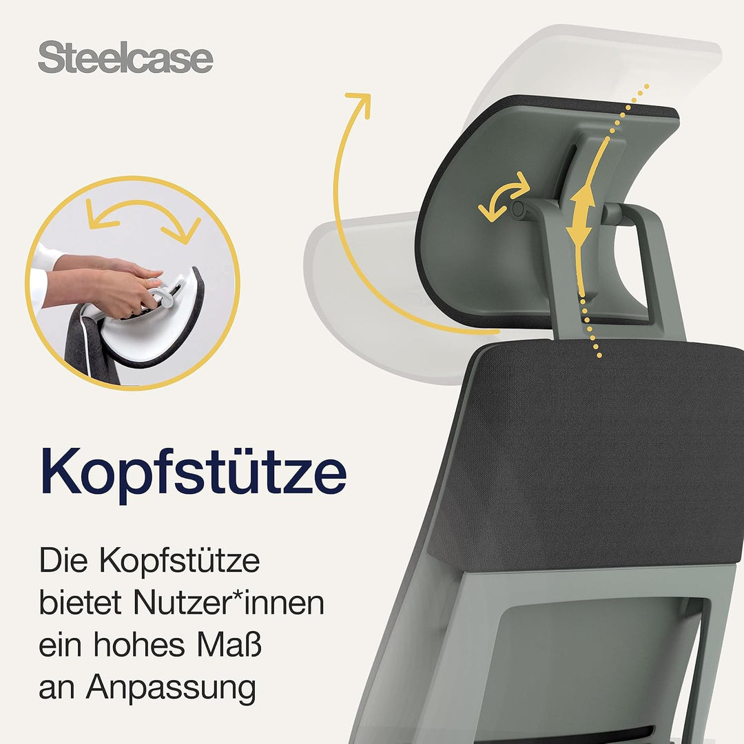 Steelcase Gesture Ergonomischer Bürostuhl mit 360° Armlehnen, 3D-Live Back Lumbalstütze, anpassbarer