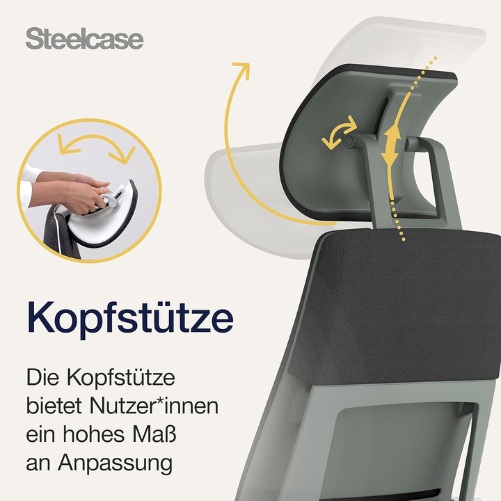 Steelcase Gesture Ergonomischer Bürostuhl mit 360° Armlehnen, 3D-Live Back Lumbalstütze, anpassbarer