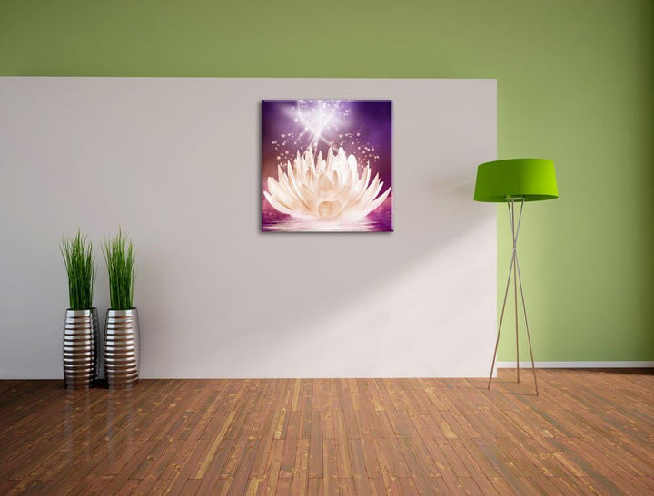 abstrakte Seerose, Format: 70x70 auf Leinwand, XXL riesige Bilder fertig gerahmt mit Keilrahmen, Kun