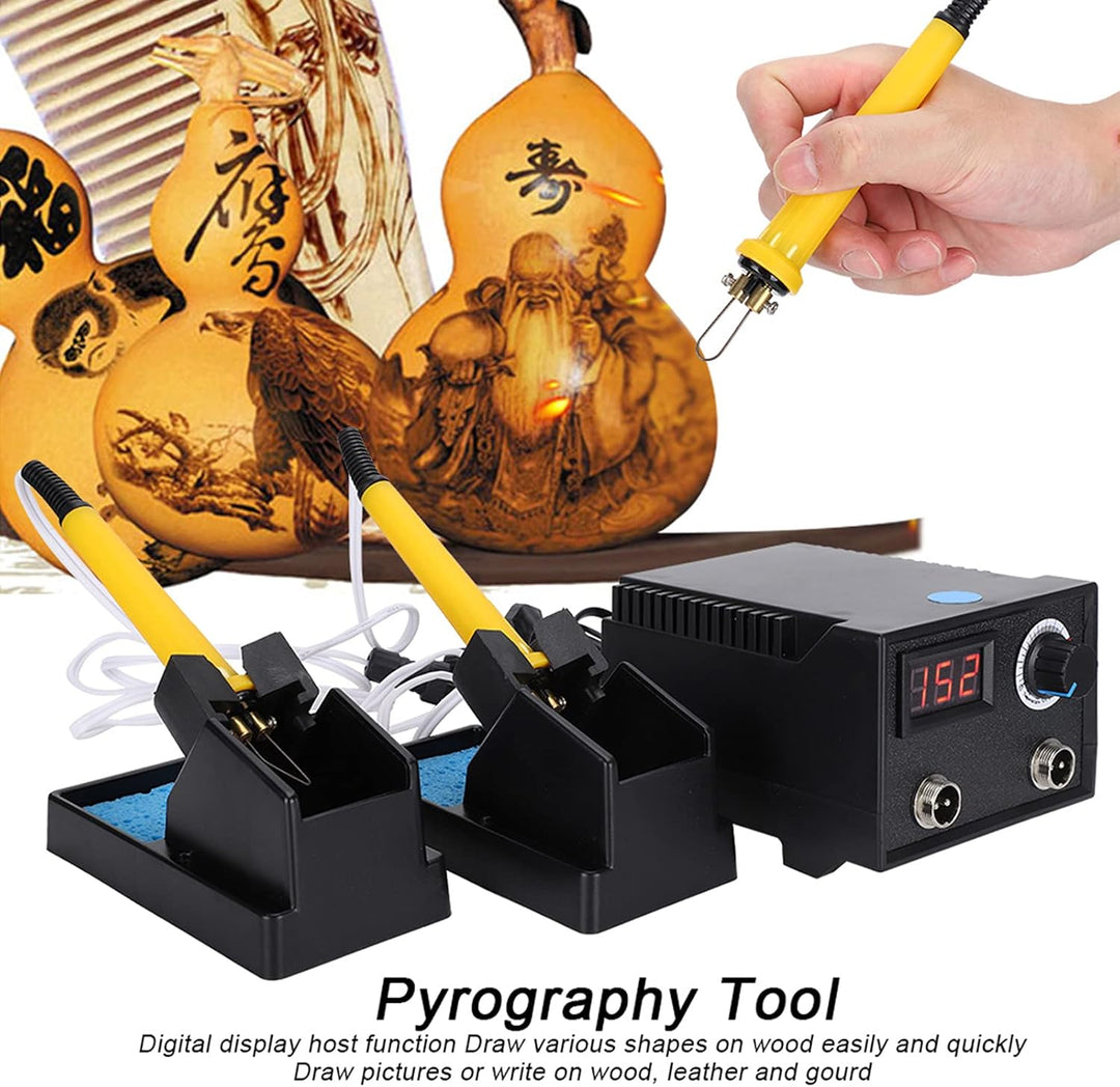 Pyrography Maschine Kit mit 2 Stift und 30 Drahtspitzen, 0-700℃ Einstellbare Temperatur Digitalanzei