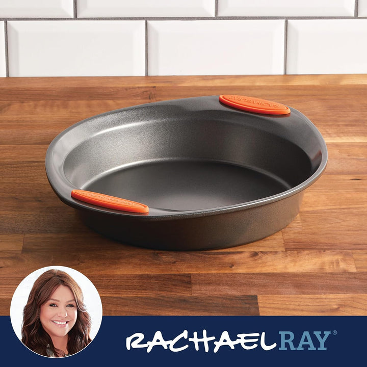 Rachael Ray Yum -o! Backform mit Griffen, antihaftbeschichtet, rund, 22,9 cm, Grau, Rund