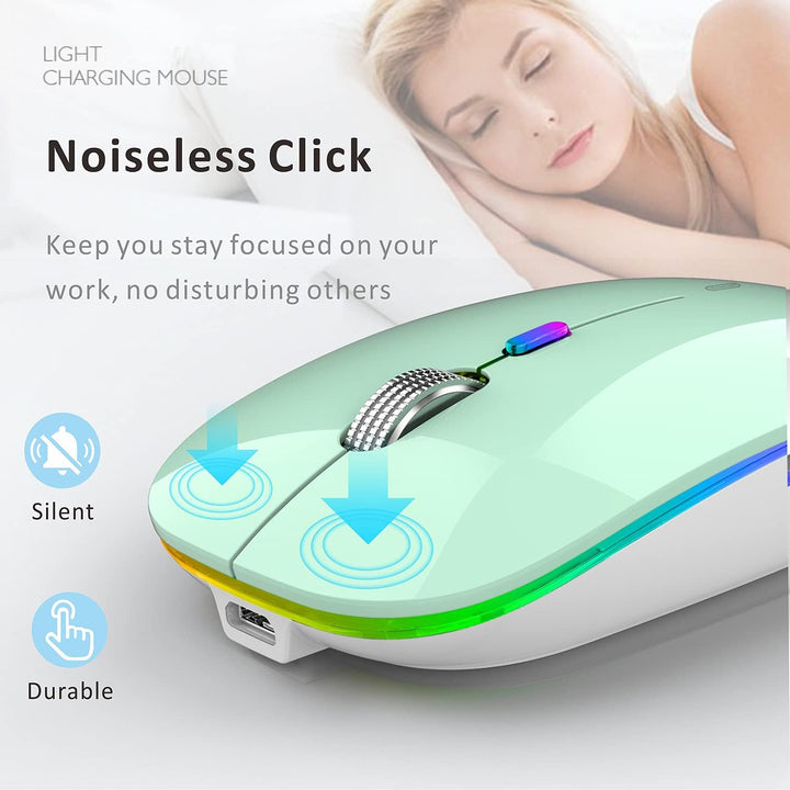 Uiosmuph G12 Maus Kabellos, LED 2.4G Leise Funkmaus Wiederaufladbar Wireless Mousemit Nano USB Empfä
