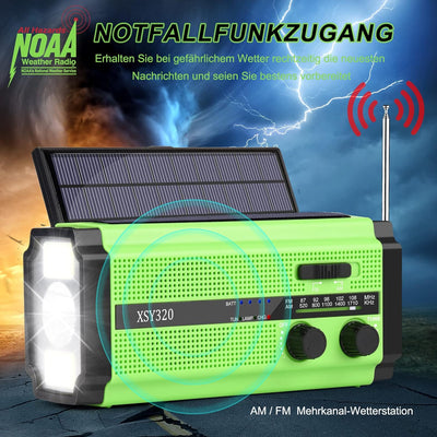 MILFECH Solar Radio, AM/FM Kurbelradio Tragbar Notfallradio mit 5000mAh Wiederaufladbare Batterie, 3