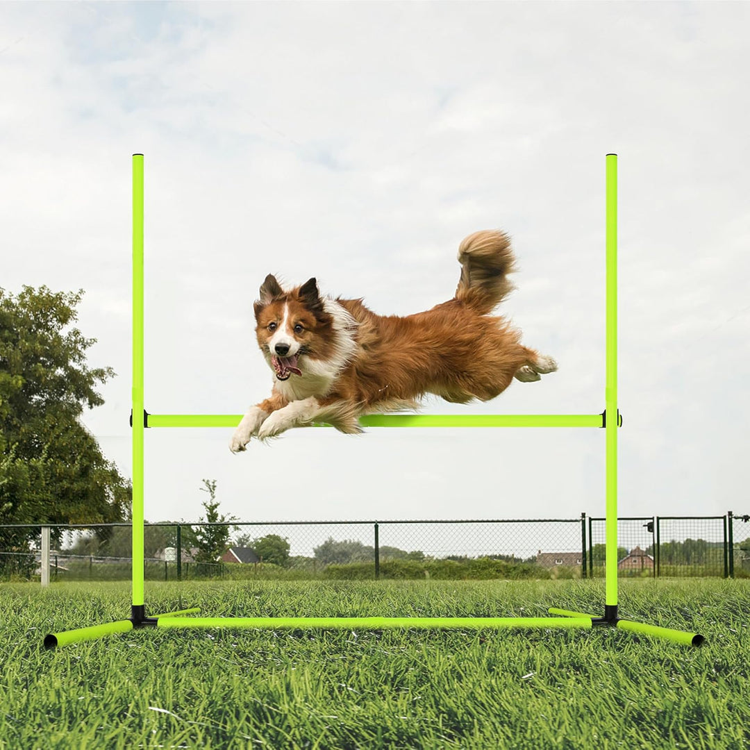 Grün 4X Hürden für Hunde Agility-Ausrüstung Slalom Stangen Höhenverstellbar Slalom Training Training