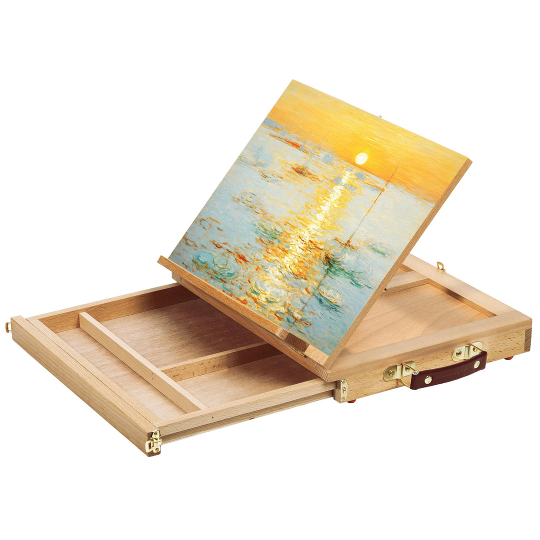 Tischstaffelei Holz Staffelei Tisch Malkoffer 34x26cm Buchenholz Zeichenbrett Workstation zu bemalen