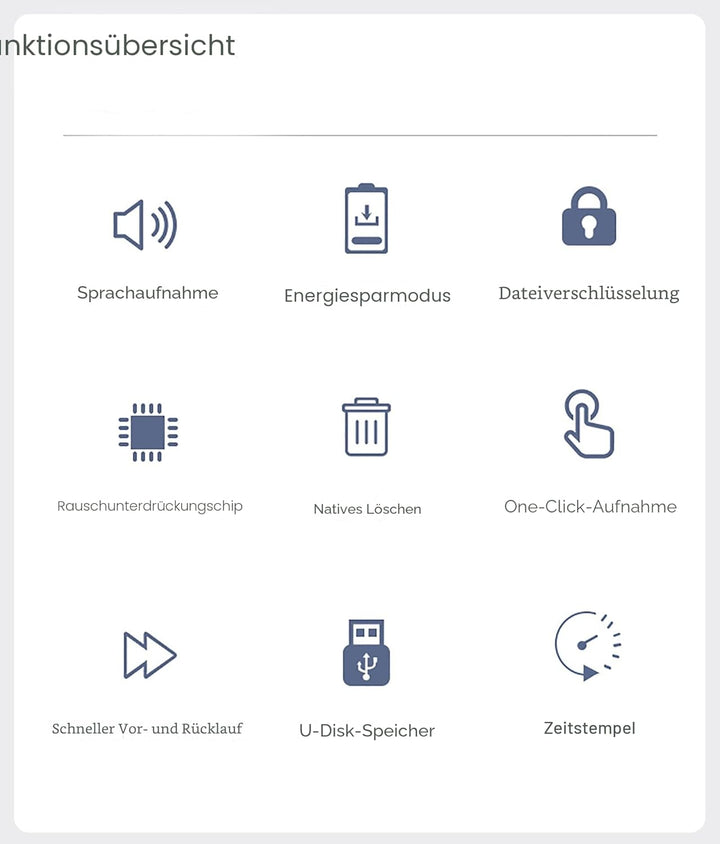 Mini-Diktiergerät in Anhängerform, professionell, digital, aktiviert, 60 Stunden Standby-Zeit, USB-S