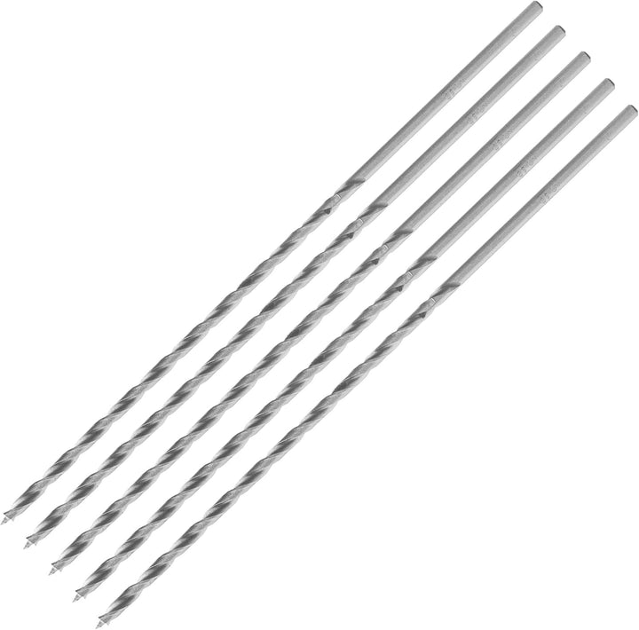 ENT 50403 Holzspiralbohrer Ø 3 mm im 5er-Pack, extra lang 150mm, HSS-G, mit Zentrierspitze und Vorsc