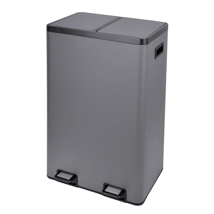 SVITA TMH2X30 Mülleimer 60L Mülltrennsystem 2 Fächer 2x30L Softclose-Deckel Pedal versteckbar Kunsts