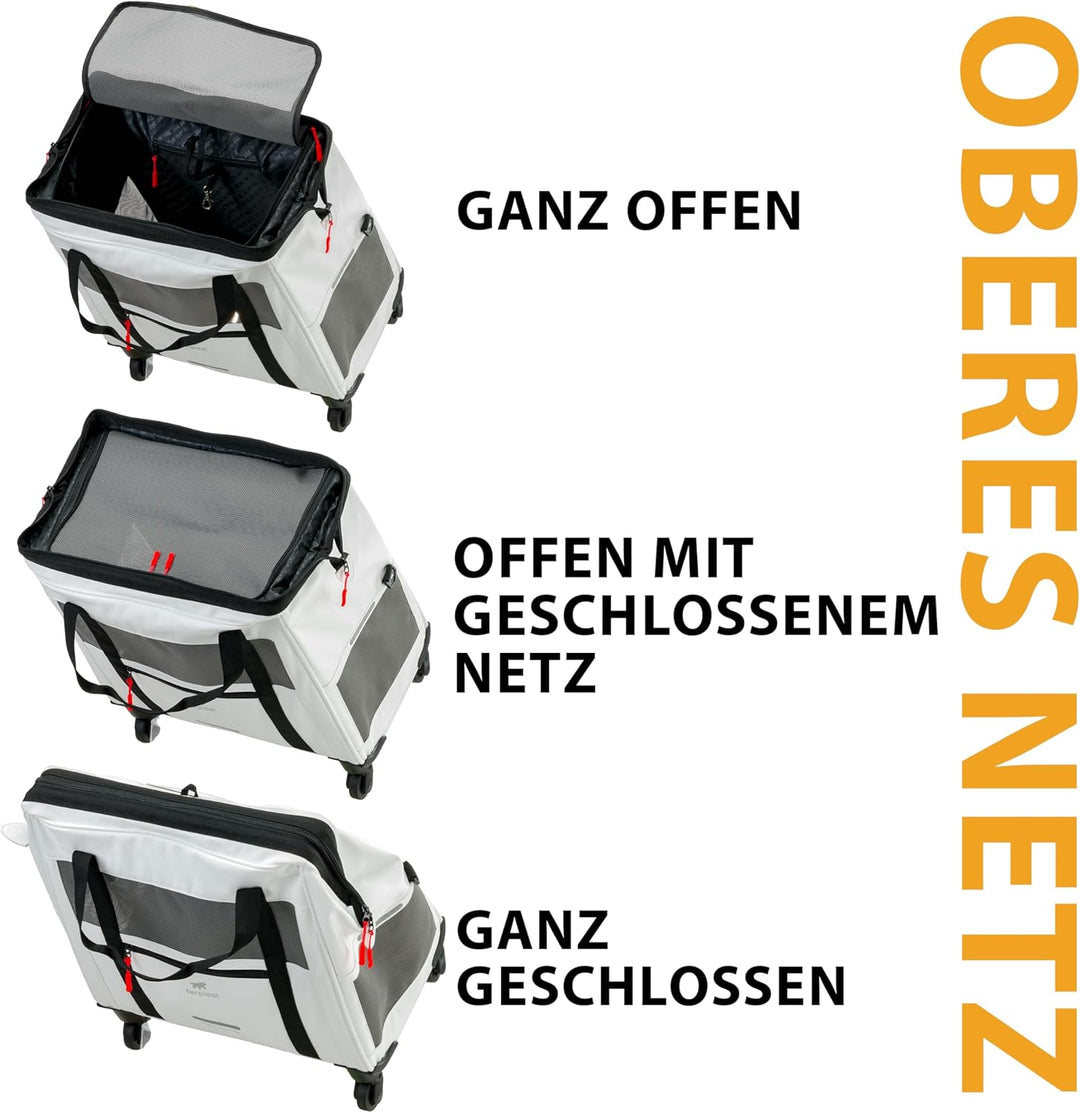 Ferplast Hundebox Voyager Trolley, Transportbox Katze, Hundetasche, ausziehbarer Griff, verstellbare