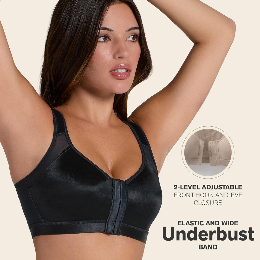 Leonisa Damen Haltungskorrektur BH, Sport BH mit Rücken Geradehalter Funktion 75B Schwarz, 75B Schwa