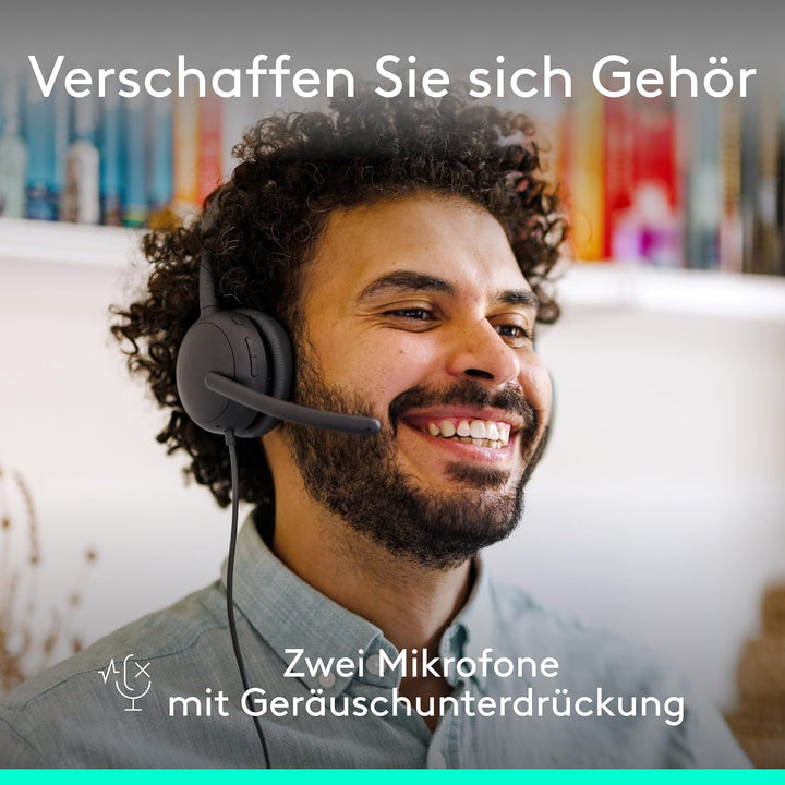 Logitech Zone Wired 2 – Headset mit Geräuschunterdrückung und Adaptive Hybrid-ANC, USB-C mit USB-A-A