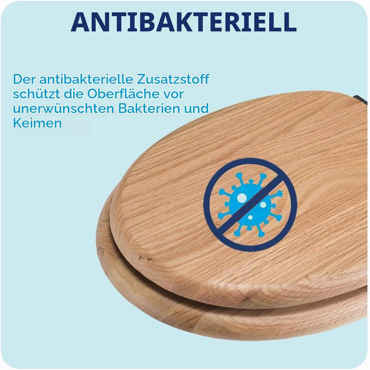 Croydex Always Fits Toilettensitz, Eiche, Massives Eichenholz, 41.5 x 36.5 x 6 cm, Massives Eichenho