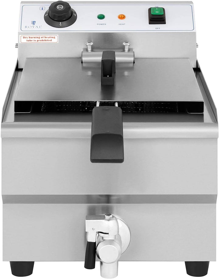 Royal Catering Elektro-Fritteuse Kapazität 13 l 3200 W Temperaturbereich 50-200 °C Ablasshahn Edelst