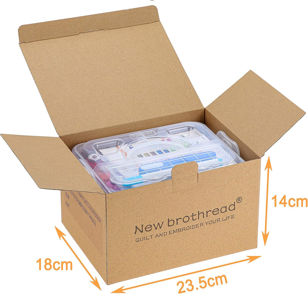 New brothread 40 Brother Farben 500m Maschine Stickgarn mit durchsichtiger Aufbewahrungsbox aus Kuns