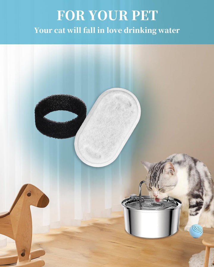 Zawaer Katzenbrunnen Filter, 24s Tück Ersatzfilter Für Trinkbrunnen, 12 Stück Kohlefilter Und 12 Stü