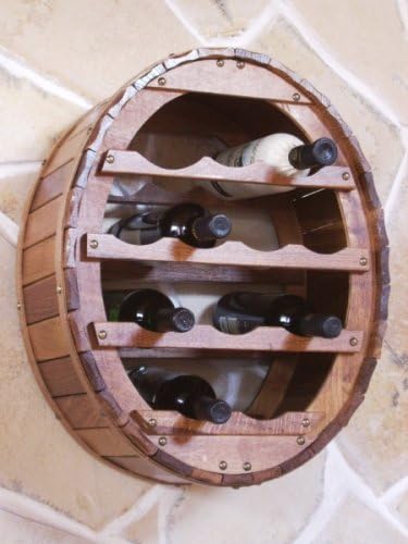 DanDiBo Weinregal Holz Wand Weinfass für 12 Flaschen Braun gebeizt Flaschenständer für die Wandmonta