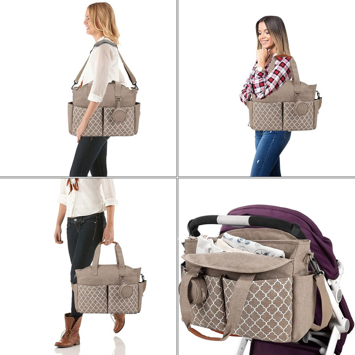 Wickeltasche Baby Gross, 13 Fächer Kinderwagen Windeltasche, Wasserabweisende Babytasche mit Schnull