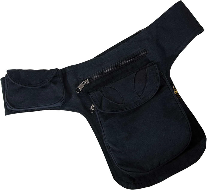 Kunst und Magie Goa Schulter-Bauchtasche Gürteltasche Hippie Psy Black / Schwarz, Black / Schwarz