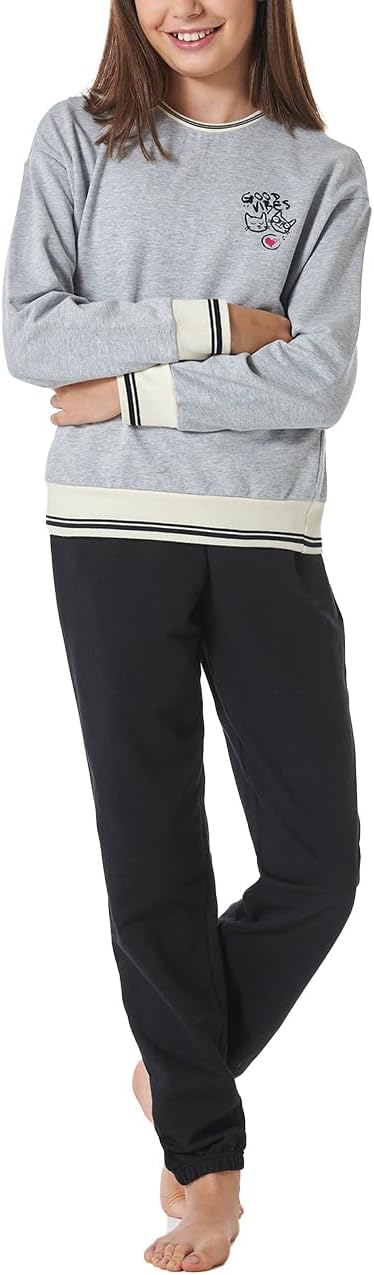 Schiesser Mädchen Pyjamaset 140 Grau-mel._181973, 140 Grau-mel._181973