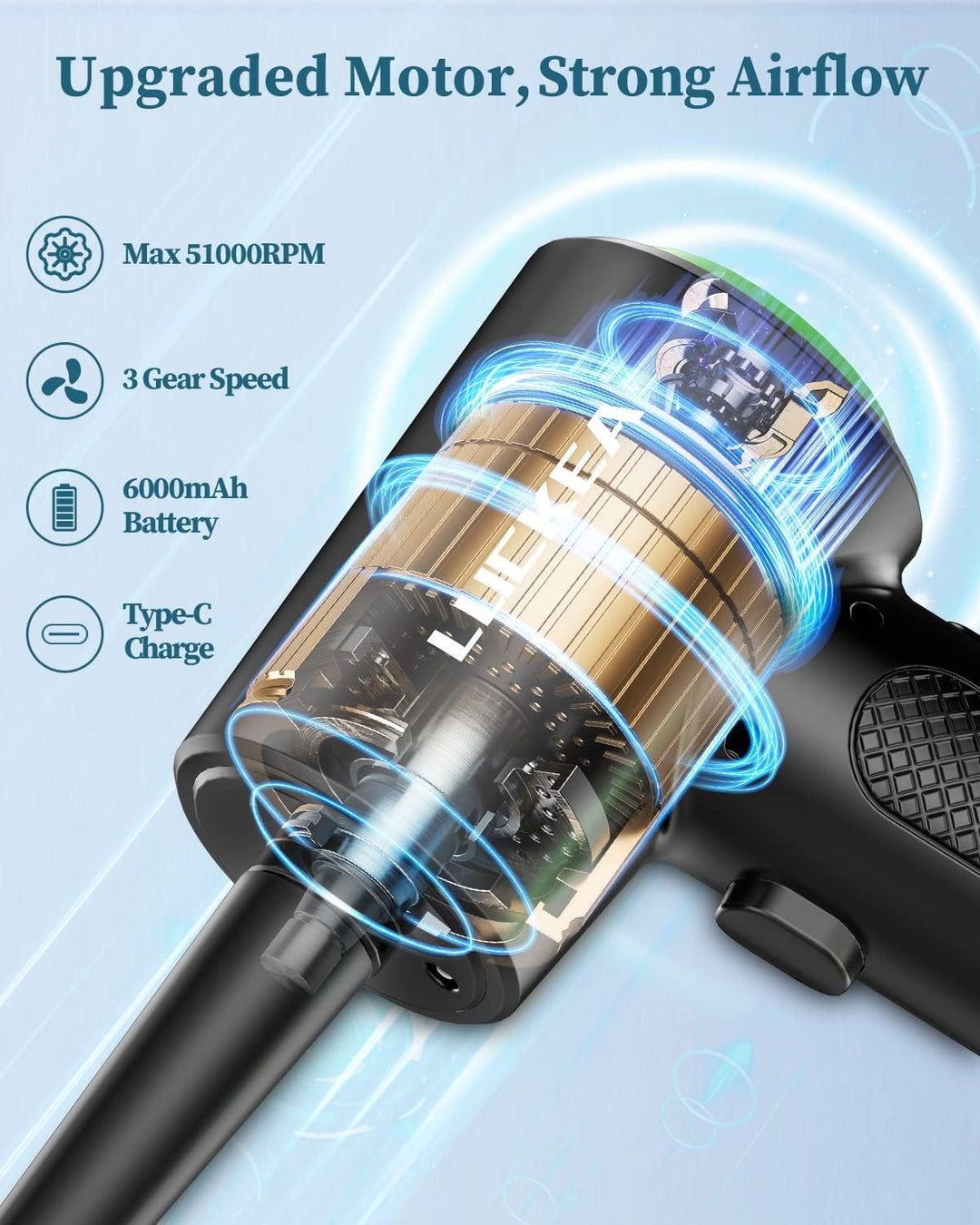 Elektrische Staubgebläse Druckluftspray für PC Reinigungsset - 3-Gang Air Duster Luftdruckspray mit
