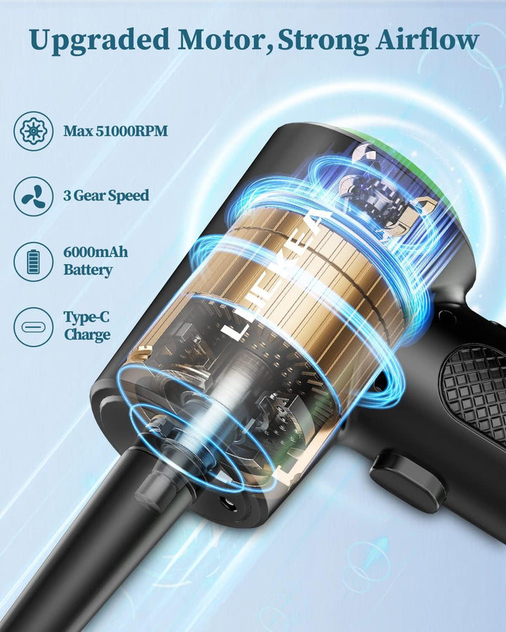 Elektrische Staubgebläse Druckluftspray für PC Reinigungsset - 3-Gang Air Duster Luftdruckspray mit