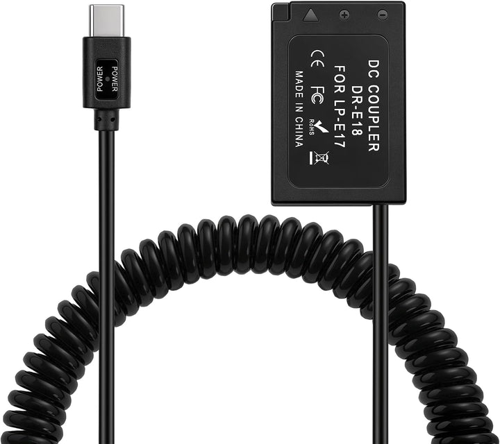HangTon USB C auf LP-E17 Dummy Akku für Canon EOS R8 R10 RP T6s T6i T7i X8i SL2 800D 9000D Kamera 9V